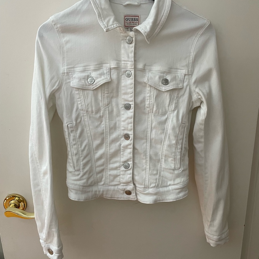 GUESS Women's White Denim Jacket